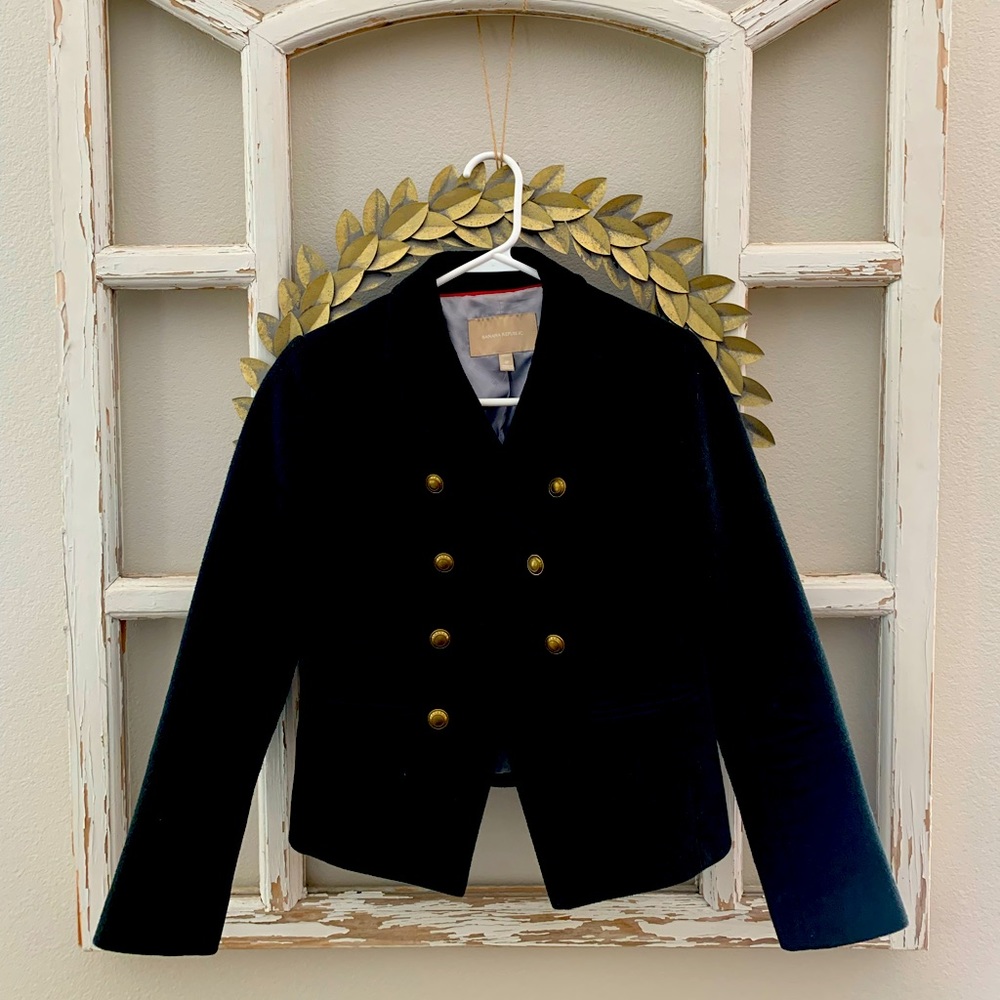 Banana Republic military inspired black blazer 4P